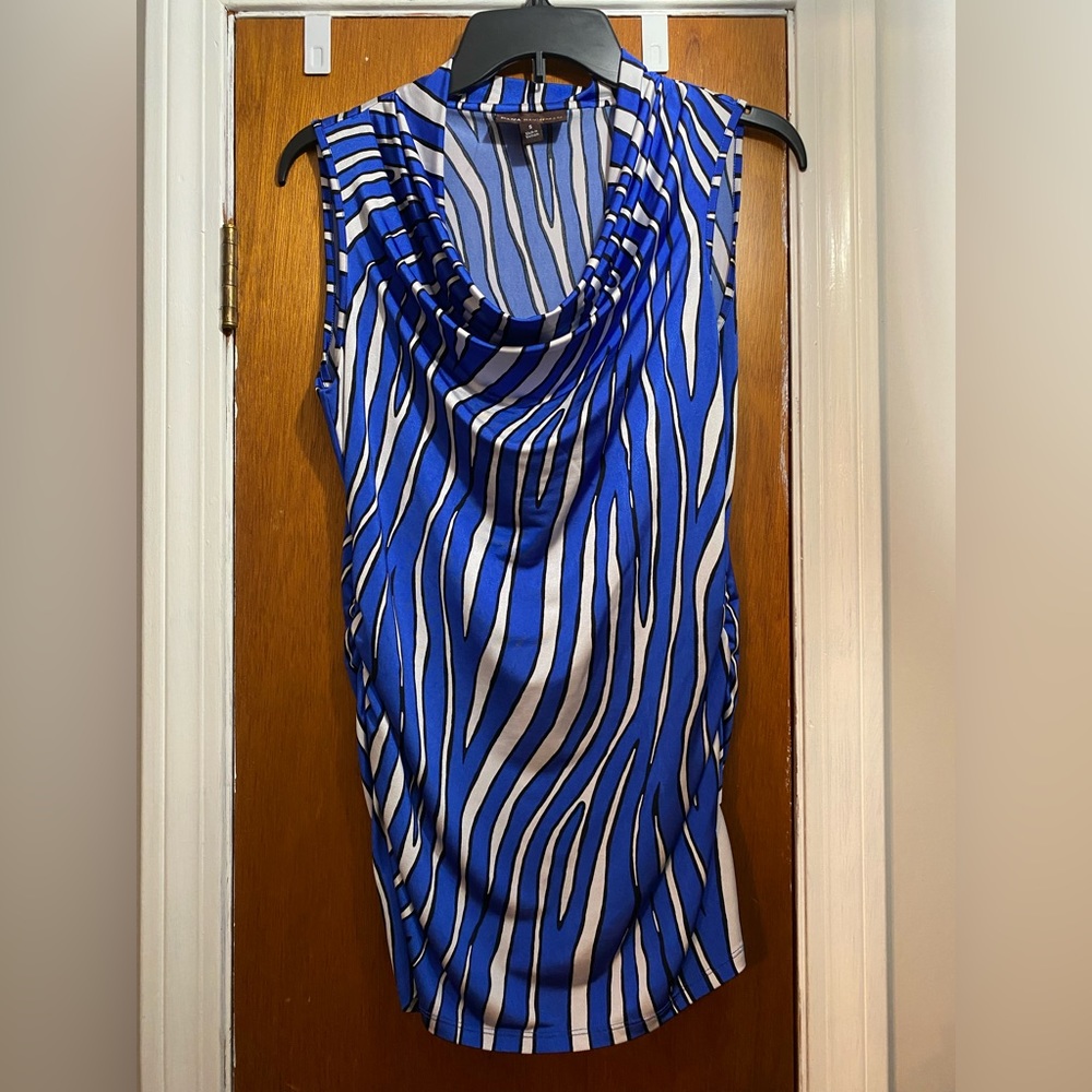 Dana Buchman blue zebra print blouse